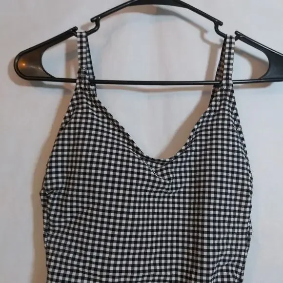 Kona Sol Textured Gingham Ruched Full Coverage One Piece Swimsuit Size Small - Picture 3 of 9